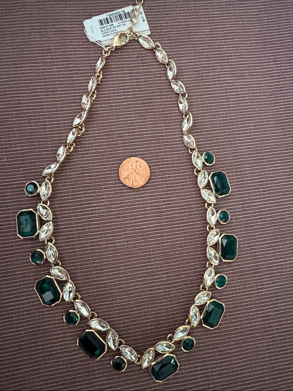 Charter Club Gold-Tone Necklace with Emerald and Clear Stones
